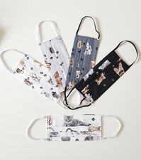 Handmade 100% Cotton Fabric Face Mask Dogs Cats Pattern Adult Size 