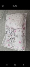 White Wicker Wheels Crib Set Baby Moses Basket with Bedding, PinkCotton