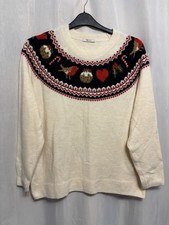 @326 Tu Sz 18 Cream Knit Navy