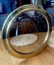 Circular Wall Mirror MCM 1960s Brass Porthole Style MID CENTURY Vintage