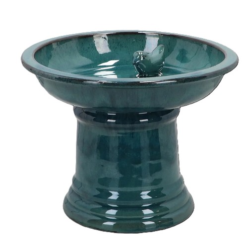 Ceramic bird bath feeder blue - bath,
