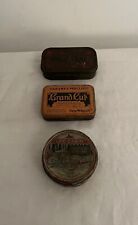 3 unusual old vintage small metal Tobacco tins 