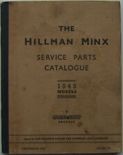Hillman Minx 1948 Models original Service Parts Catalogue Pub. No. H182 1948