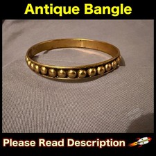 Antique Bangle BRASS Roman Medieval Studded Metal Bracelet Ornamental Artifact