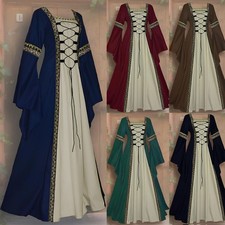PLUS SIZE Womens Medieval Renaissance Maxi Costumes  Dress Party Ladies Cosplay