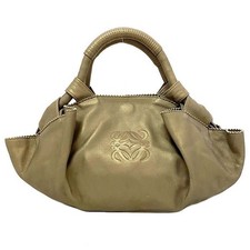 LOEWE Shoulde Bag Anagram Logos Nappa Aire Hand Bag Gold Leather Vintage Used