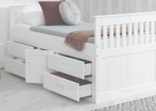 Captains White Wooden Storage Bed Frame - 3ft Single