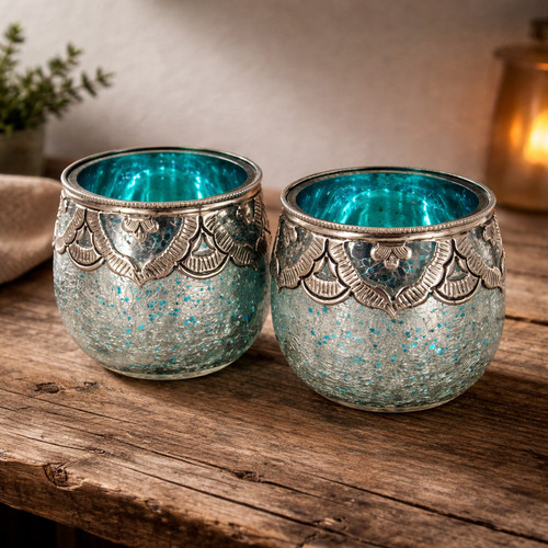 Handmade glass votive candle - glass,