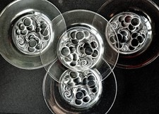 FOUR vintage Rene Lalique glass Marienthal 17cm art deco side plates SIGNED