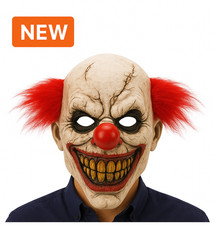 Halloween Creepy Half Clown Mask-Scary Latex Horror Evil Costume Fancy Dress New