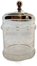 Vintage Glass Preserve Honey Jar with silver plated lid.