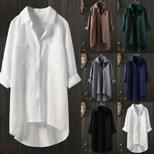 Womens Button Cotton Linen