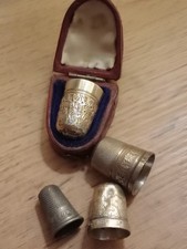 4 Vintage Thimbles Including Boxed Charles Horner Dorcas