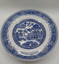 Vintage Washington Pottery Old Willow English Ironstone Set Of 6 Dinner Plates 