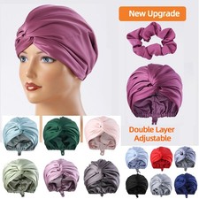 Mulberry Silk Turban Bonnets Women Twisted Sleeping Night Cap Hair Cap Headwrap