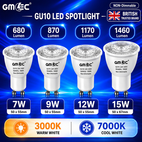 Gu10 led 12w 15w - 9w, warm