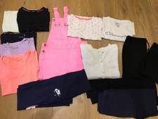 GIRL'S CLOTHES BUNDLE, 9-10Y, FAT FACE LEGGINGS, DENIM DUNGAREES, DRESS, TOPS