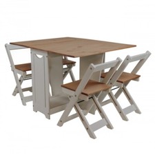 Corona Butterfly Drop Leaf Dining Table and 4 Chairs Pine Grey White Charcoal