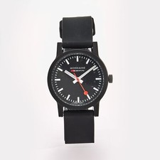 Mondaine Essence Watch Black Rubber Swiss Railway 32mm MS132120RB