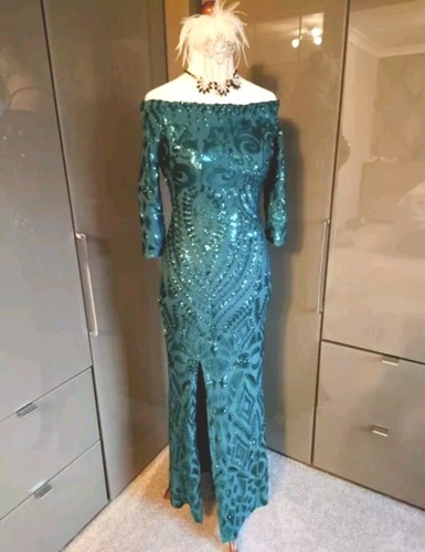 Quiz green sequin long off - quiz,