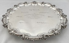 Silver Salver: Vice-Admiral Thomson. Edinburgh 1910 Hamilton & Inches. 31 ozt.
