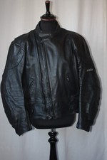 Vtg Ashman black cowhide leather biker cafe racer jacket large 42 motorcycle