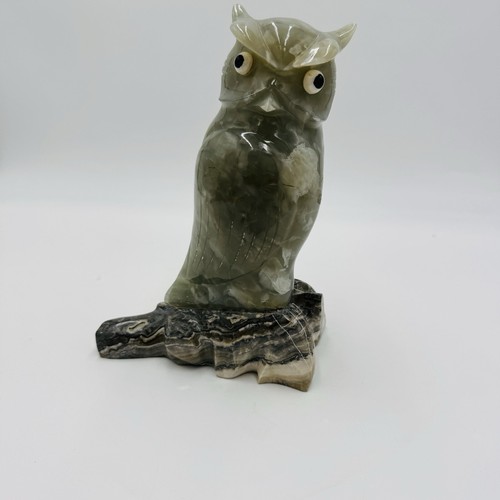 Alabaster owl sculpture - alabaster,