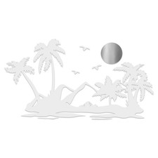 Sticker Set Beach Sun 106.2x57.4cm Car Caravan Camper KX103 White Silver