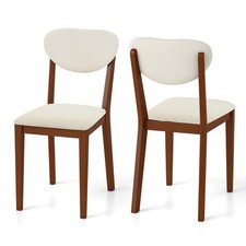 COSTWAY Sherpa Dining Chairs Set of 2 Modern Dining Chair w/Padded Seat-Walnut