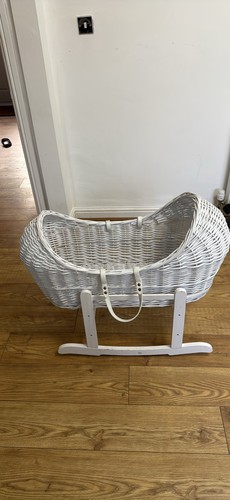 White wicker moses basket - , with