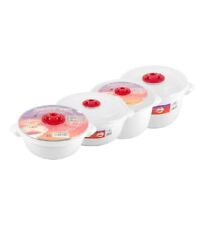 Plastic Microwave Heating Food Pot Bowl Round Container -  With Vented Clear Lid