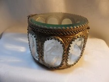 VINTAGE ANTIQUE BELLE EPOQUE ORMOLU BEVELED GLASS JEWELRY BOX