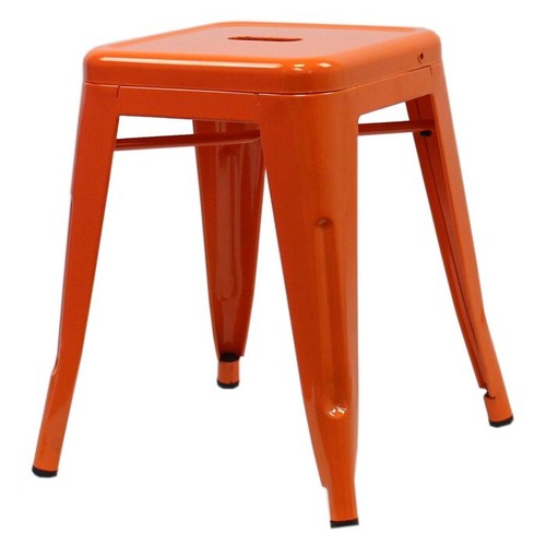 Tolix style low stool - style, orange