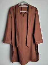 Khaadi Designer Plain Brown Kurta With Necktie Size Small/ 10 Pakistani Shirt