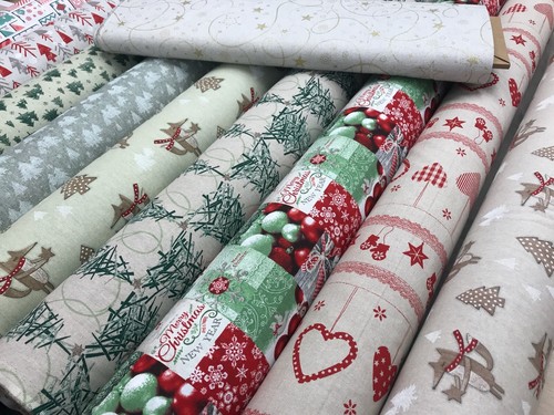 Christmas cotton fabric - cotton, linen