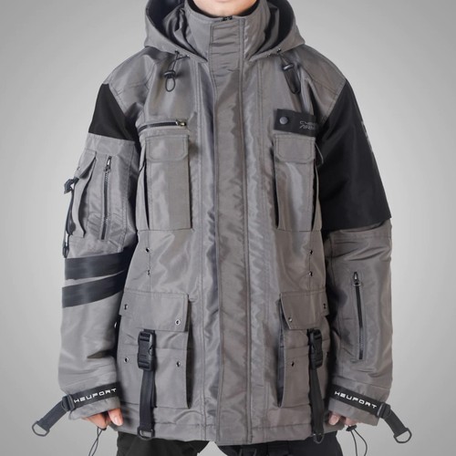 Men techwear gray parka - techwear,