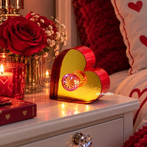 Red gold love heart - light, up