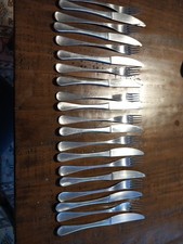Robert Welsh Vintage, Old Hall Alveston. Dinner Knives and Forks. Set Of 9 .