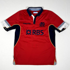 Scotland Rugby Away Shirt 2014/15 Red Collared Macron Mens Large