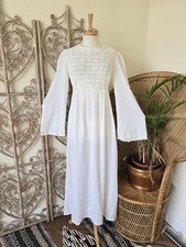 Vintage off white cheesecloth hippy cotton 70s kaftan maxi dress M L