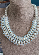 White & Blue Iridescent Glass