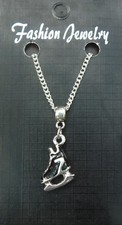 Ice Skate Pendant Necklace 18"