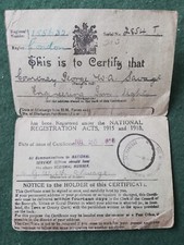 WW1 National Registration Card George Savage Occupation- Engineering Gun Sights