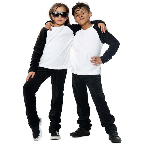 Girls boys black pyjamas soft - girls,