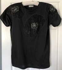 Vintage Black Frank Saul Blouse, Padded Shoulders. "Free Size" (Large)