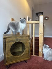 Bespoke Handmade Rustic Wooden Cat Dog Pet Bed With Legs