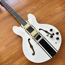 ES-333 Tom Delonge Semi Hollow White Electric Guitar HH Pickups Fixed Bridge