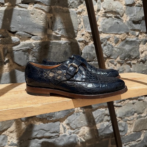 Gucci navy blue crocodile monk - gucci,