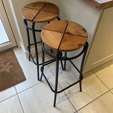 Two Ikea Agne Bar Stools Multi Purpose Kitchen Breakfast Solid Pine Bar Stools