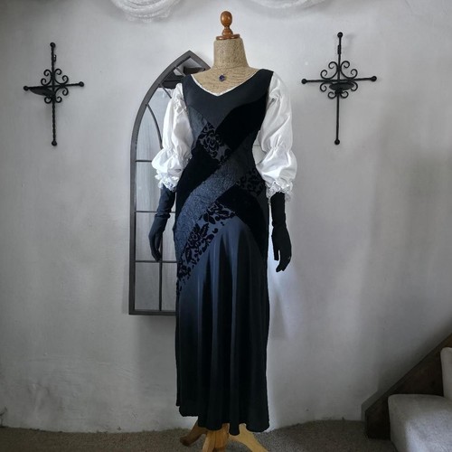 Black pure silk - silk, vintage